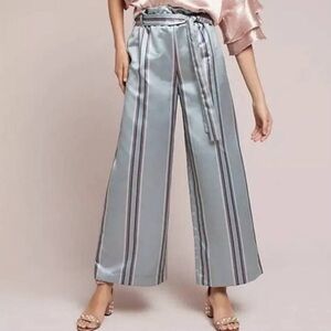 Anthropologie Satin Striped Pants